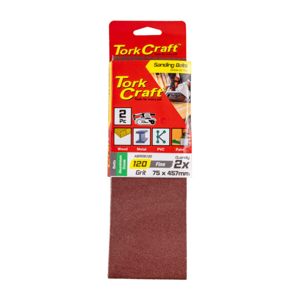 SANDING BELT 75 X 457MM 120GRIT 2/PACK