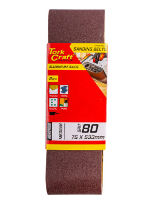 SANDING BELT 75 X 533MM 80GRIT 2/PACK