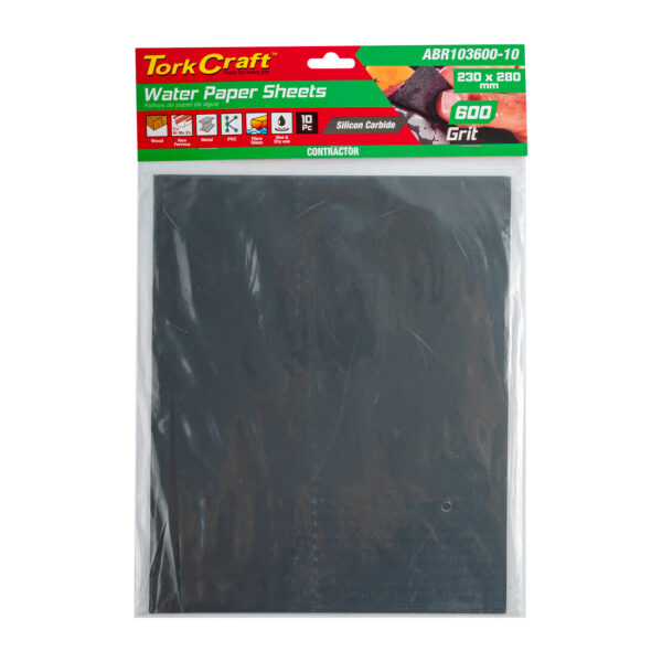 WATER PAPER 230 X 280MM 600 GRIT WET & DRY 10 PER PACK STD