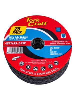 CUTTING DISC STEEL & SS 115 x 1.0 x 22.2 MM 25 PACK