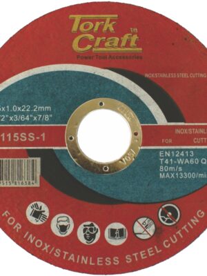 CUTTING DISC STAINLESS STEEL 115 x 1.0 x 22.22 MM