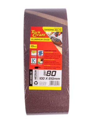 SANDING BELT 100 X 610MM 80 GRIT 10/PACK