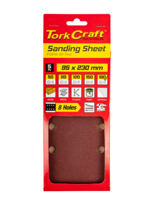 ABR46180.jpg SANDING SHEET ORB 95 X 230MM 180GR PLAIN WITH 8 HOLES 5/PK