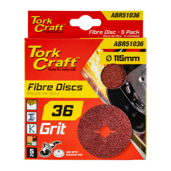 ABR51036.jpg FIBRE DISC 115MM 36 GRIT 5/PACK
