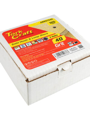 GOLD DISC (50 PIECES) 40 GRIT 125MM X 8 HOLES HOOK AND LOOP