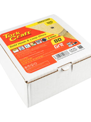 GOLD DISC (50 PIECES) 80 GRIT 125MM X 8 HOLES HOOK AND LOOP