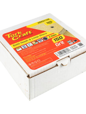GOLD DISC (50 PIECES) 150 GRIT 125MM X 8 HOLES HOOK AND LOOP