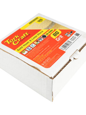 ABR98080.jpg GOLD DISC (50 PIECES) 80 GRIT 125MM WITHOUT HOLE HOOK AND LOOP
