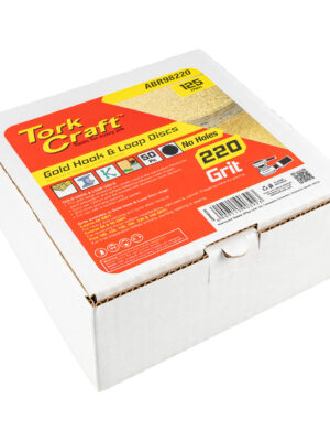 ABR98220.jpg GOLD DISC (50 PIECES) 220 GRIT 125MM WITHOUT HOLE HOOK AND LOOP