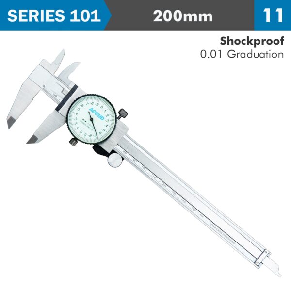 AC101-008-11.jpg DIAL CALIPER 200MM 0.03MM ACC. 0.01MM GRAD. S/STEEL SHOCKPROOF