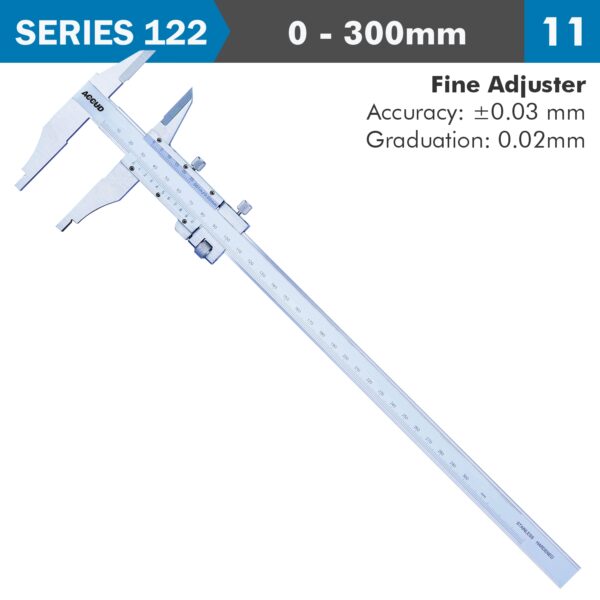 AC122-012-11.jpg VERNIER CALIPER 300MM 0.03MM ACC. FINE ADJ. 0.02MM GRAD. S/STEEL
