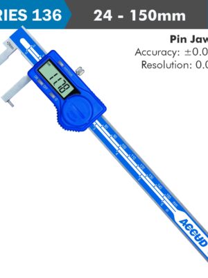 AC136-006-11.jpg DIG. CALIPER 24-150MM 0.04MM ACC. INSIDE POINT 0.01MM RES. S/STEEL