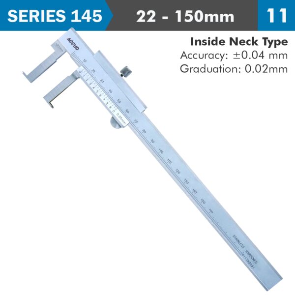 AC145-006-11.jpg VERNIER CALIPER 22-150MM 0.04MM ACC. 0.02MM GRAD. INSIDE NECK S/STEEL