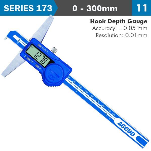 AC173-012-11.jpg DIG. CALIPER 300MM 0.05MM ACC. HOOK DEPTH 0.01MM RES. S/STEEL