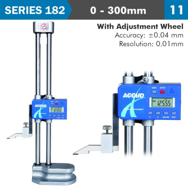 AC182-012-11.jpg DIG. HEIGHT GAUGE 300MM 0.04MM ACC. DRIVING WHEEL 0.01MM RES. S/STEEL