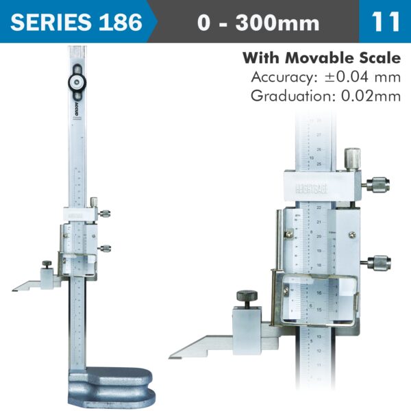 AC186-012-11.jpg VERNIER HEIGHT GAUGE 300MM 0.05MM ACC. 0.02MM GRAD. S/STEEL