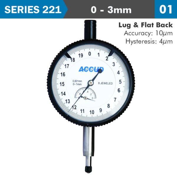 AC221-003-01.jpg DIAL INDICATOR 3MM 0.001MM GRAD. LUG&FLAT BACK
