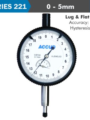 AC221-005-01.jpg DIAL INDICATOR 5MM 0.001MM GRAD. LUG&FLAT BACK