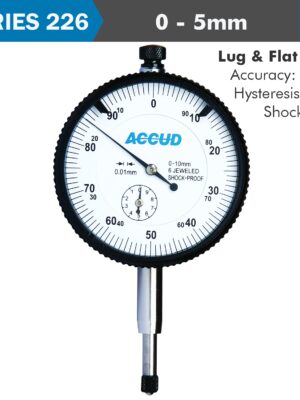 AC226-005-11.jpg SHOCKPROOF DIAL INDICATOR 5MM GRAD.0.01MM LUG&FLAT BACK