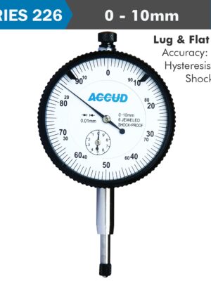 DIAL INDICATOR 10MM SHOCKPROOF 0.01MM GRAD. LUG&FLAT BACK