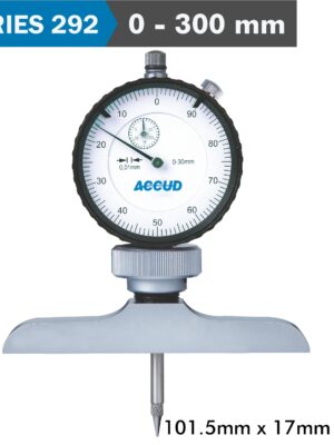 AC292-300-12.jpg DIAL DEPTH GUAGE 300MM 0.01MM GRAD. 101.5X 17MM BASE
