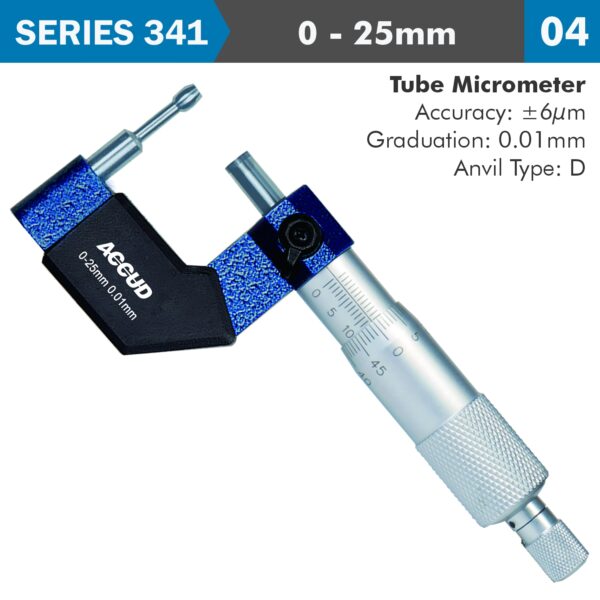 AC341-001-04.jpg TUBE MICROMETER 25MM 0.006MM ACC. 16X4.6MM ANVIL 0.01MM GRAD.