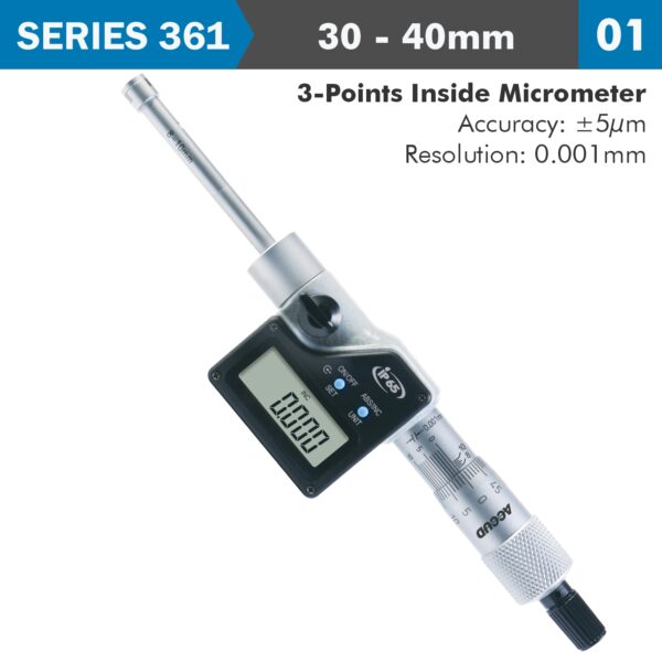 AC361-008-01.jpg DIG. 3 POINTS INSIDE MICROMETER 30-40MM 0.004MM ACC. 0.001MM RES.