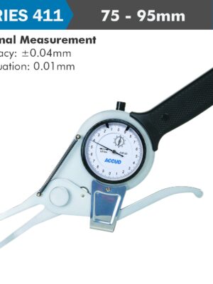 AC411-095-11.jpg INT. DIAL CALIPER GAUGE 75-95MM 0.04MM ACC. 0.01MM GRAD. JAW LENGTH 10