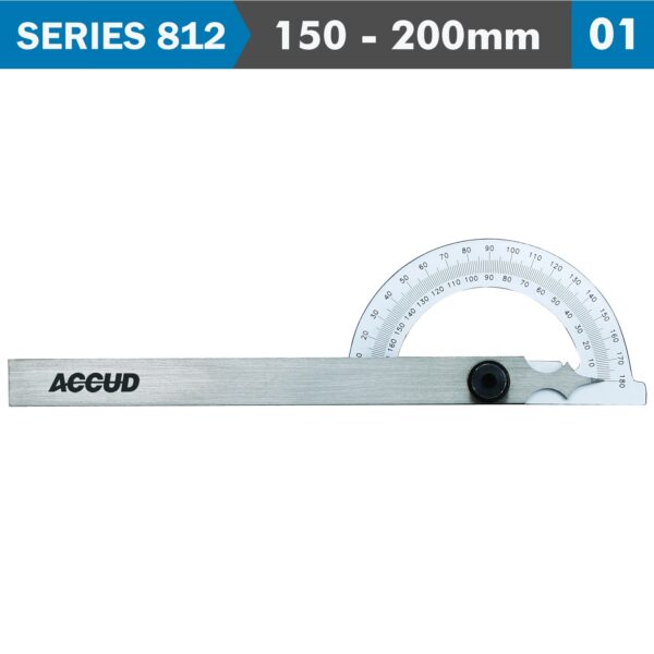 AC812-006-01.jpg PROTRACTOR 150X 200MM 180 DEG. 0.3 DEG ACC. 1 DEG. GRAD.