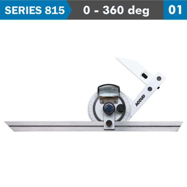 AC815-360-01.jpg UNIVERSAL PROTRACTOR 360 DEG. S/STEEL 5' ACC. 5' GRAD.