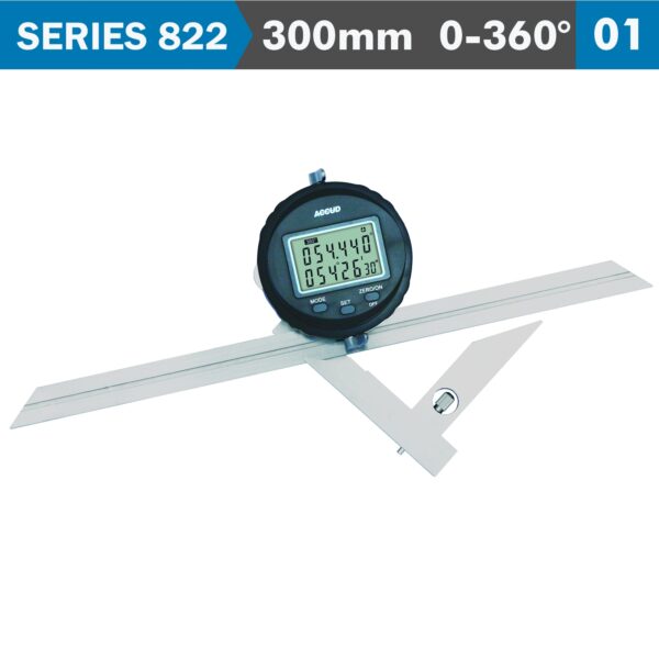 AC822-360-01.jpg DIGITAL PROTRACTOR BLADE 360 DEG. 5' ACC. S/STEEL 0.1 DEG. RES.
