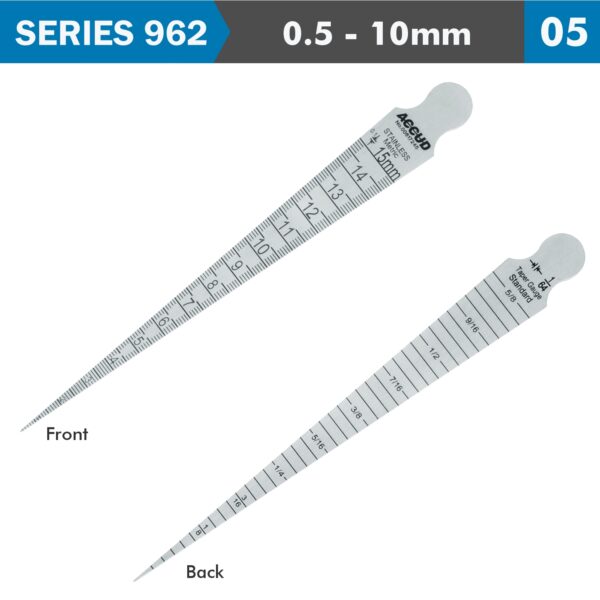 AC962-015-05.jpg TAPER GAUGE 0.8-15MM 0.05MM GRAD. 0.05MM ACC. S/STEEL