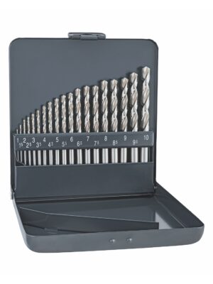 ALPEN PRO KM19 HSS-G 1 -10 X 0.5MM METAL CASE 135 SPLIT PNT SET 19 PCS