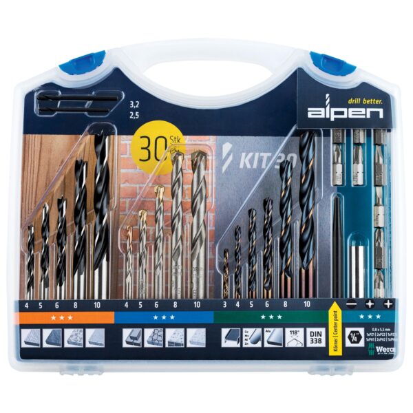 ALP20KIT30.jpg DRILL AND SCREWDRIVER SET 30 PIECE IN CARRY CASE STEEL MASONRY WOOD