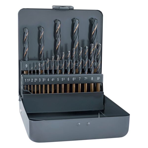 ALP20KM21.jpg HSS SPRINT DRILL BIT SET 21 PIECE 1-8MM X 0.5 + 9-13MM X 1.0 IN METAL