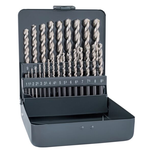 ALP20KM25.jpg HSS SPRINT DRILL BIT SET 25 PIECE 1-13MM X 0.5 IN METAL CASE