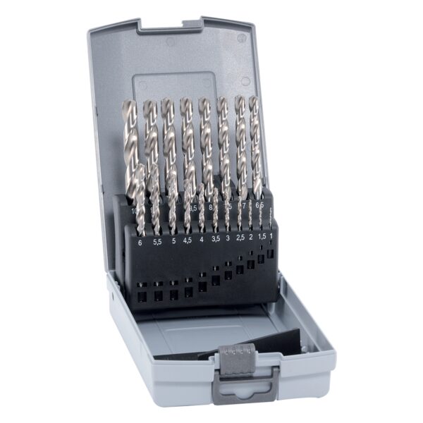 ALP20KP19.jpg HSS COBALT DRILL BIT SET 19 PIECE 1.0-10.0MM X 0.5MM IN PLASTC CASE