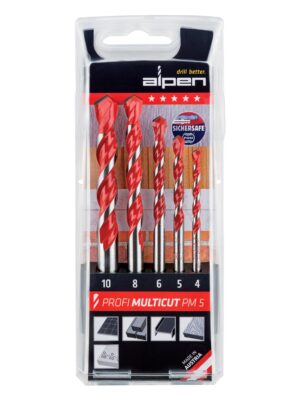 ALPEN MULTICUT DRILL BIT SET 5 PIECE 4 5 6 8 10mm