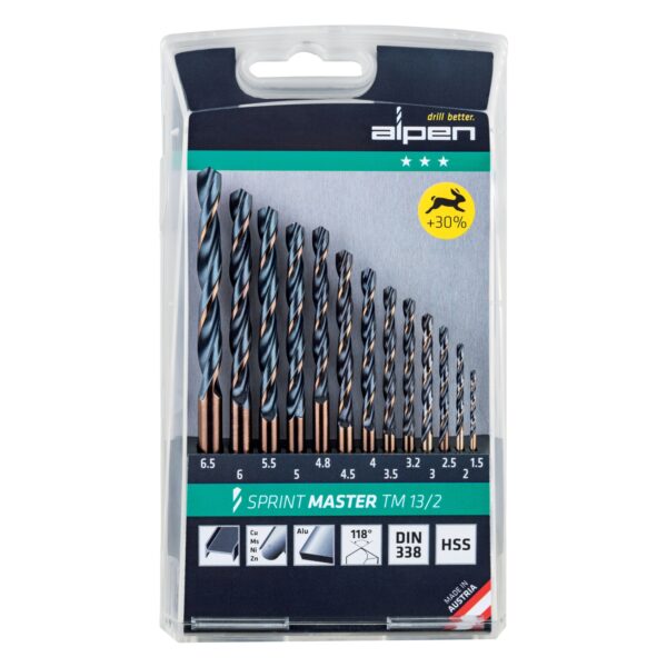 HSS SPRINT DRILL BIT SET 13 PIECE 1.5-6.5 3.2+4.8