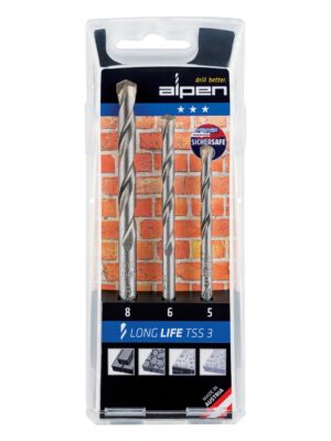 MASONRY DRILL BIT SET 3 PIECE LONG LIFE 5 6 8