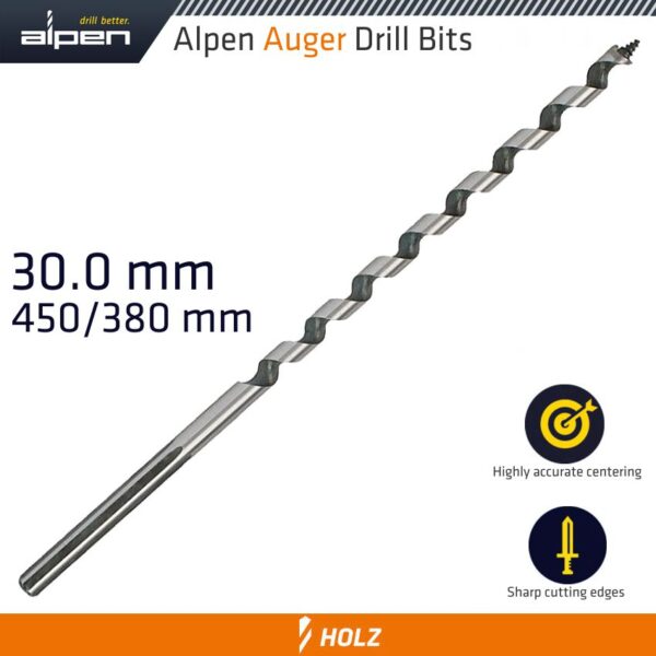ALP22630.jpg WOOD AUGER DRILL BIT 30 X 450MM