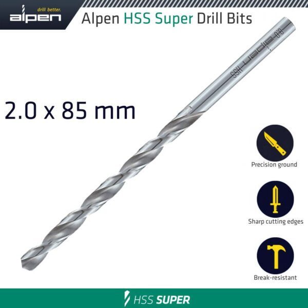 ALP55102.jpg HSS DRILL BIT LONG 2 X 85MM BULK