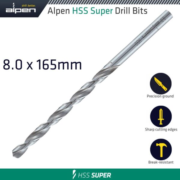 ALP55108.jpg HSS DRILL BIT LONG 8 X 165MM BULK
