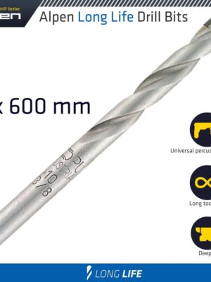 MASONRY DRILL BIT LONG LIFE 12 X 600MM POUCH
