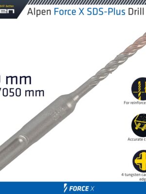 ALP762006.jpg FORCE X 6.0 x 110/050 SDS-PLUS REBAR DRILL BIT X4 CUTTING EDGES - BULK