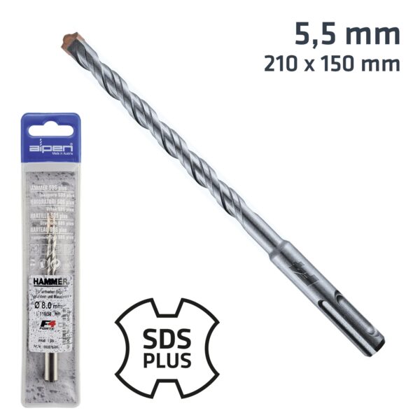 ALP827055.jpg SDS PLUS 210X150 5.5MM HAMMER BIT PLASTIC WALLET