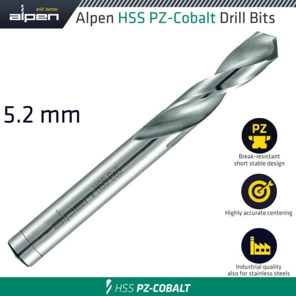 ALP9010052.jpg ALPEN COBALT DRILL SHORT BULK 5.20MM