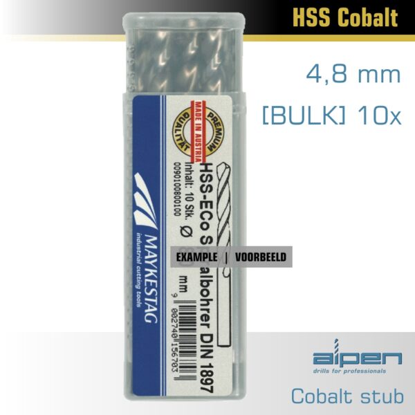 ALP901048.jpg ALPEN COBALT DRILL SHORT BULK 4.8MM