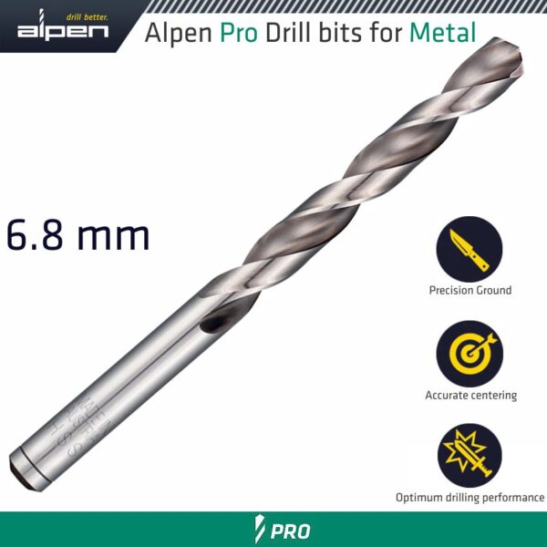 ALP9540068.jpg ALPEN PRO HSS DRILL DIN 338 RN 135 WITH SPLIT POINT 6.8MM BULK