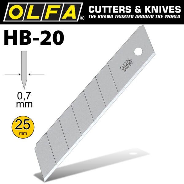 BLA20HB-20.jpg OLFA BLADES FOR H1 AND XH1 KNIFE 20 PER PACK 25MM
